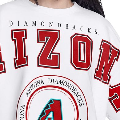 Women's G-III 4Her by Carl Banks White Arizona Diamondbacks Bleachers Cropped Pullover Sweatshirt