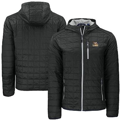 Men's Cutter & Buck Black LSU Tigers Rainier Eco PrimaLoft Hooded Full-Zip Jacket