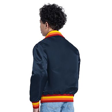 Youth Starter Navy Houston Astros The Captain Jr. Cooperstown Collection Full-Zip Varsity Jacket