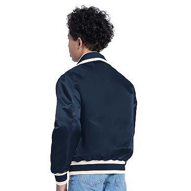 Youth Starter Navy Chicago Cubs The Captain Jr. Cooperstown Collection Full-Zip Varsity Jacket