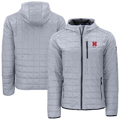 Men's Cutter & Buck Gray Nebraska Huskers Rainier Eco PrimaLoft Hooded Full-Zip Jacket