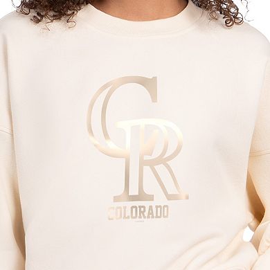 Women's Starter Cream Colorado Rockies Pastels Boxy Fleece Sweatshirt