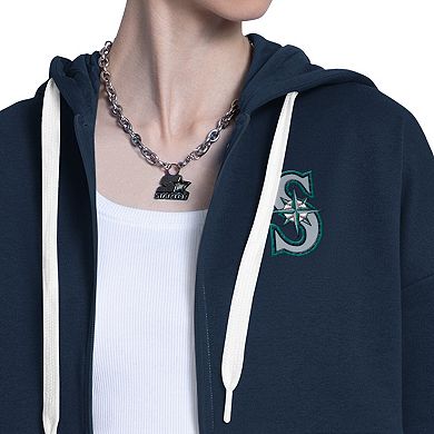Women's Starter Navy/White Seattle Mariners Wishbone Full-Zip Hoodie