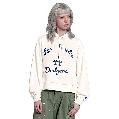 Women's Starter Cream Los Angeles Dodgers Baseline Hoodie Sweatshirt