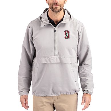 Men's Cutter & Buck Gray Stanford Cardinal Charter Eco Recycled Half-Zip Anorak Jacket