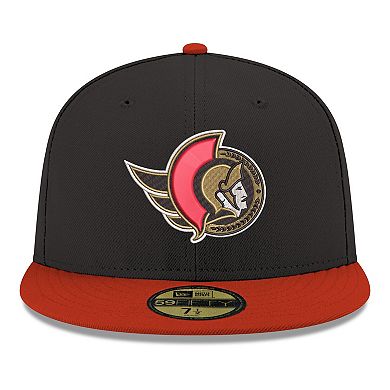 Men's New Era Black Ottawa Senators Core Logo Two-Tone 59FIFTY Fitted Hat
