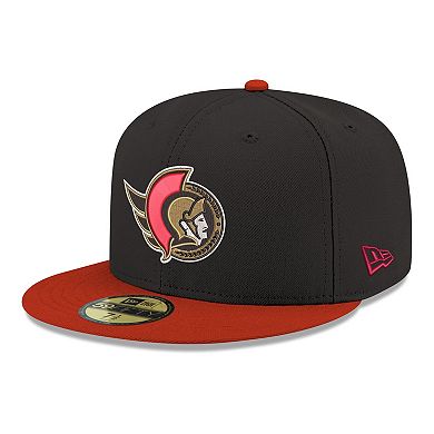 Men's New Era Black Ottawa Senators Core Logo Two-Tone 59FIFTY Fitted Hat