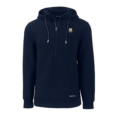 Men's Cutter & Buck Navy Notre Dame Fighting Irish Alumni Logo Roam Eco Recycled Half-Zip Pullover Hoodie