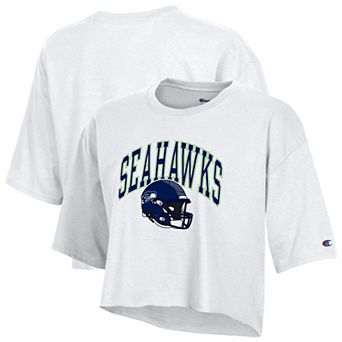 Women's Champion White Seattle Seahawks Boyfriend Cropped T-Shirt