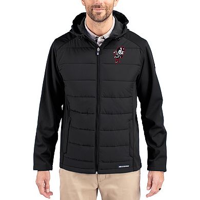 Men's Cutter & Buck Black Ohio State Buckeyes Evoke Hybrid Eco Softshell Recycled Full Zip Hooded Jacket