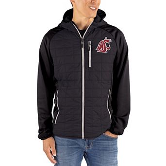 Men's Cutter & Buck Black Washington State Cougars Rainier Eco Hybrid PrimaLoft Raglan Full-Zip Jacket