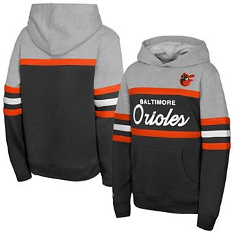 Youth Mitchell & Ness Black/Grey Baltimore Orioles Cooperstown Head Coach Pullover Hoodie