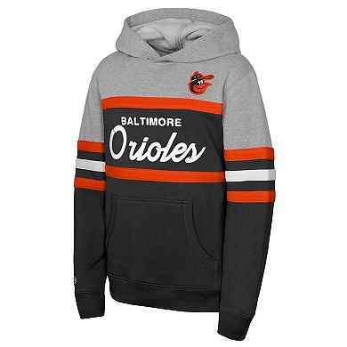 Youth Mitchell & Ness Black/Grey Baltimore Orioles Cooperstown Head Coach Pullover Hoodie