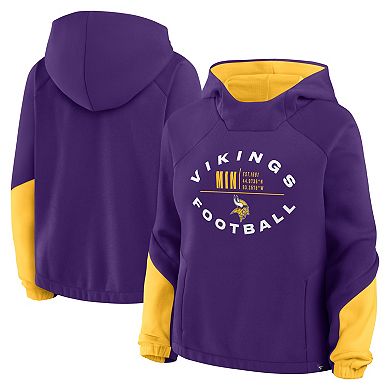 Women's Fanatics Purple Minnesota Vikings Oversized Redzone Bubble Screen Pullover Hoodie