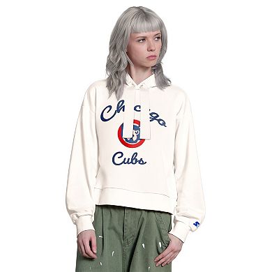 Women's Starter Cream Chicago Cubs Baseline Hoodie Sweatshirt