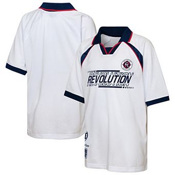 Youth Outerstuff White New England Revolution Mesh Raglan T-Shirt