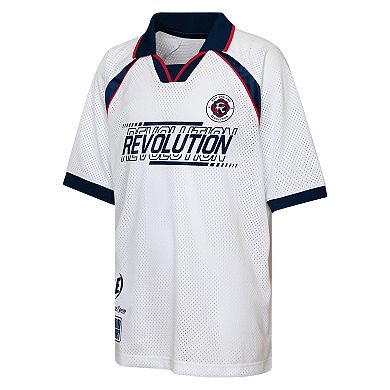 Youth Outerstuff White New England Revolution Mesh Raglan T-Shirt
