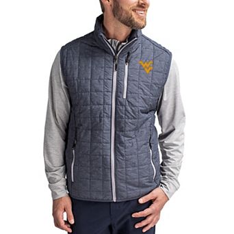 Men's Cutter & Buck Anthracite West Virginia Mountaineers Rainier Eco Insulated PrimaLoft Full-Zip Puffer Vest