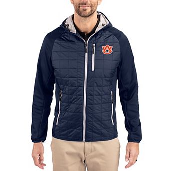 Men's Cutter & Buck Navy Auburn Tigers Rainier Eco Hybrid PrimaLoft Raglan Full-Zip Jacket