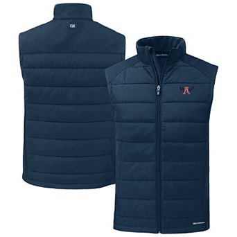 Men's Cutter & Buck Navy Auburn Tigers Evoke Hybrid Eco Softshell Recycled Full-Zip Vest