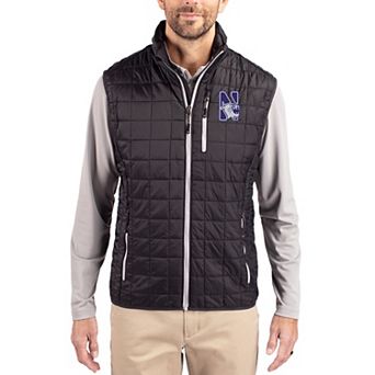 Men's Cutter & Buck Black Northwestern Wildcats Rainier Eco Insulated PrimaLoft Full-Zip Puffer Vest