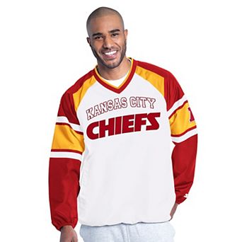 Men's Starter White Kansas City Chiefs Infield Play Pullover Jacket