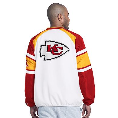 Men's Starter White Kansas City Chiefs Infield Play Pullover Jacket