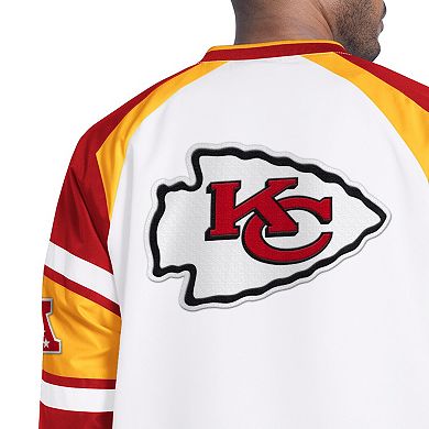 Men's Starter White Kansas City Chiefs Infield Play Pullover Jacket