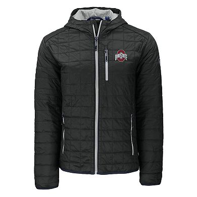 Men's Cutter & Buck Black Ohio State Buckeyes Rainier Eco PrimaLoft Hooded Full-Zip Jacket