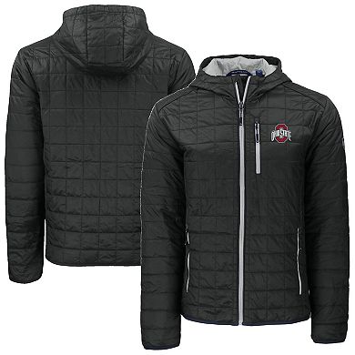 Men's Cutter & Buck Black Ohio State Buckeyes Rainier Eco PrimaLoft Hooded Full-Zip Jacket