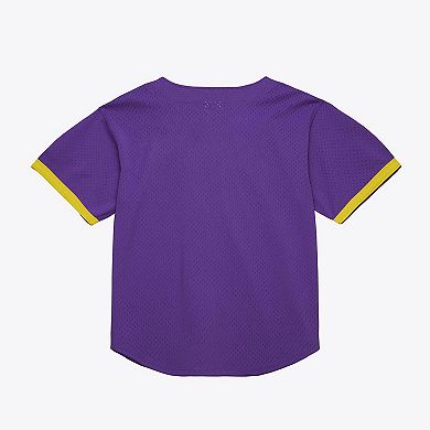 Men's Mitchell & Ness Purple LSU Tigers Mesh Button-Up Batting Practice Baseball Jersey