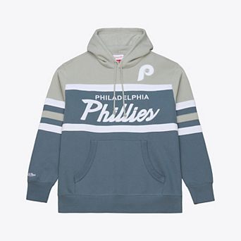 Men's Mitchell & Ness Gray Philadelphia Phillies Cooperstown Collection Thunderstorm Head Coach Hoodie