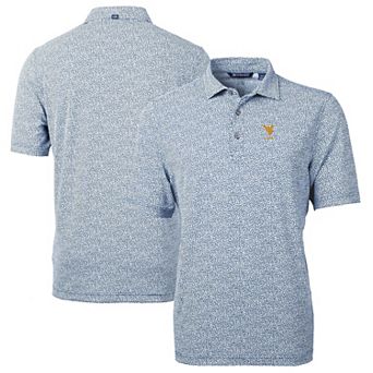 Men's Cutter & Buck Navy West Virginia Mountaineers Alumni Logo DryTec Virtue Eco Pique Botanical Print Recycled Polo