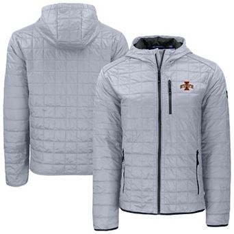 Men's Cutter & Buck Gray Iowa State Cyclones Rainier Eco PrimaLoft Hooded Full-Zip Jacket