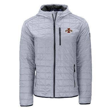 Men's Cutter & Buck Gray Iowa State Cyclones Rainier Eco PrimaLoft Hooded Full-Zip Jacket