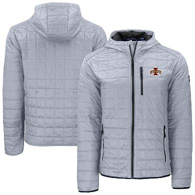 Men's Cutter & Buck Gray Iowa State Cyclones Rainier Eco PrimaLoft Hooded Full-Zip Jacket