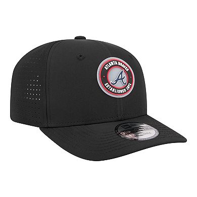 Men's New Era Black Atlanta Braves Circle 9SEVENTY Adjustable Hat