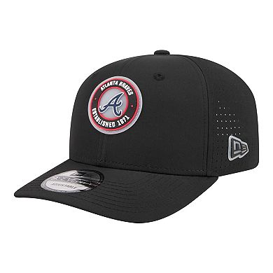 Men's New Era Black Atlanta Braves Circle 9SEVENTY Adjustable Hat