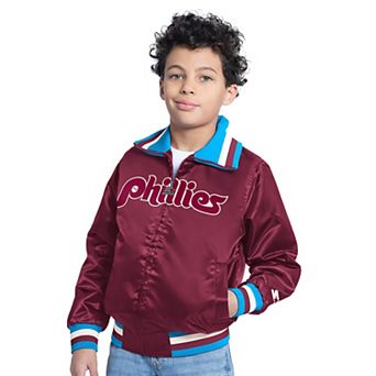 Youth Starter Burgundy Philadelphia Phillies The Captain Jr. Cooperstown Collection Full-Zip Varsity Jacket