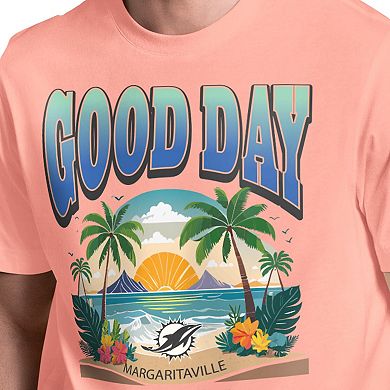 Men's Margaritaville Coral Miami Dolphins Good Day T-Shirt