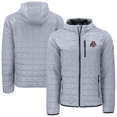 Men's Cutter & Buck Gray Ohio State Buckeyes Rainier Eco PrimaLoft Hooded Full-Zip Jacket