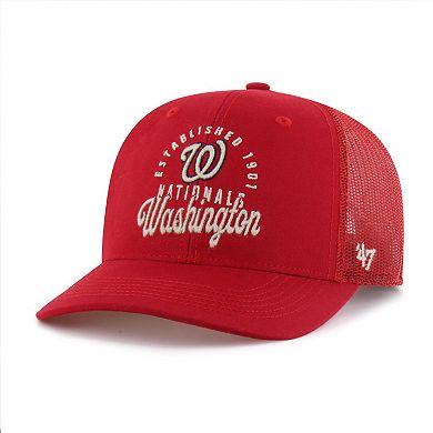 Men's '47 Red Washington Nationals Pitstop Trucker Adjustable Hat