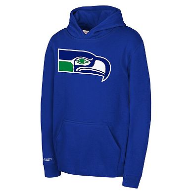 Youth Mitchell & Ness Royal Seattle Seahawks Retro Logo Hoodie