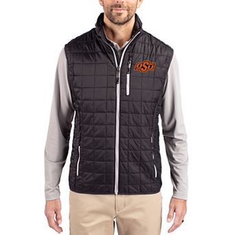 Men's Cutter & Buck Black Oklahoma State Cowboys Rainier Eco Insulated PrimaLoft Full-Zip Puffer Vest