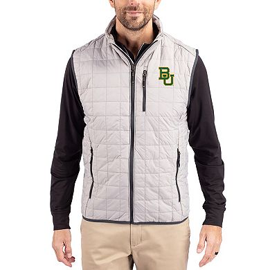 Men's Cutter & Buck Gray Baylor Bears Rainier Eco Insulated PrimaLoft Full-Zip Puffer Vest