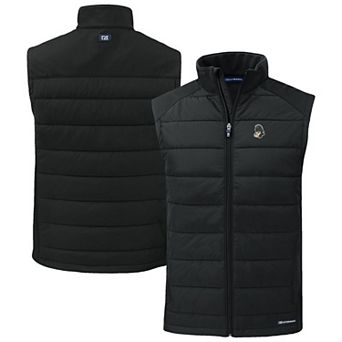 Men's Cutter & Buck Black Michigan State Spartans Evoke Hybrid Eco Softshell Recycled Full-Zip Vest
