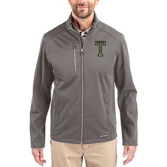 Men's Cutter & Buck Gray Georgia Tech Yellow Jackets Evoke Eco Softshell Recycled Full-Zip Jacket