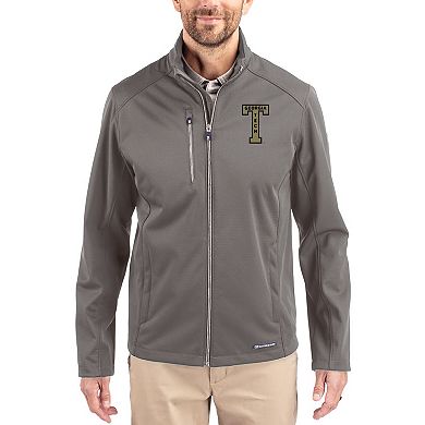 Men's Cutter & Buck Gray Georgia Tech Yellow Jackets Evoke Eco Softshell Recycled Full-Zip Jacket