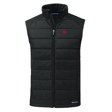 Men's Cutter & Buck Black Nebraska Huskers Evoke Hybrid Eco Softshell Recycled Full-Zip Vest