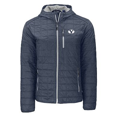 Men's Cutter & Buck Anthracite BYU Cougars Rainier Eco PrimaLoft Hooded Full-Zip Jacket